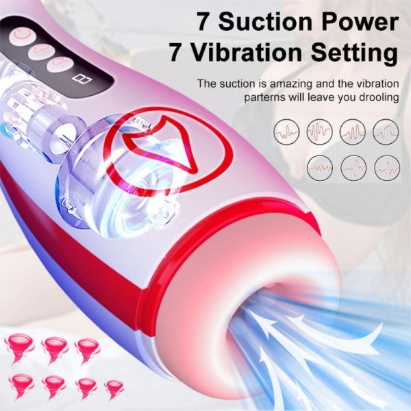 FOX SHOW Masturbator Z Funkcją Ssania - Cup , 7 Suction Power, 7 Vibration Setting