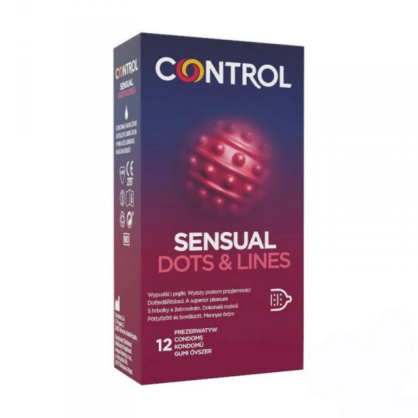 CONTROL Prezerwatywy Stymulujące -  Sensual Dots &amp; Lines 12&quot;s