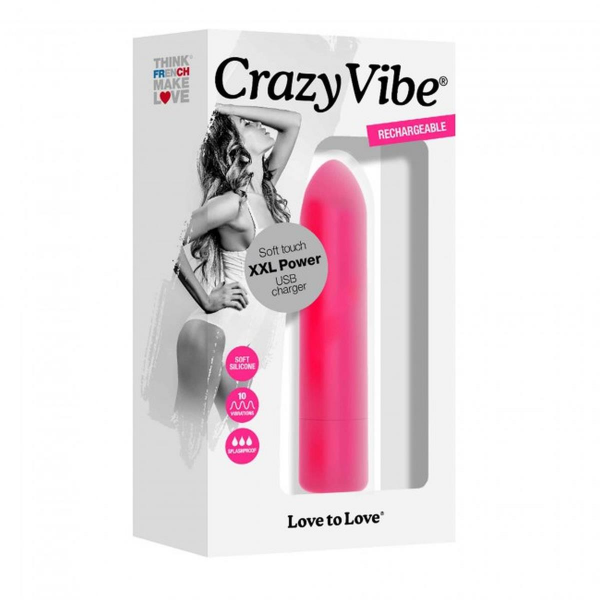 LOVE TO LOVE Mini Wibrator Bullet - CRAZY VIBE - DANGER PINK