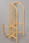 Holzschlitten mit Rückenlehne Winterfußsack 108cm Grün