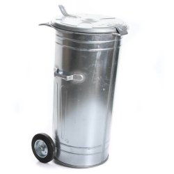 Mülltonne verzinkt Müllbehälter 110L mit Deckel Behälter Abfalltonne Stahl mit Rädern