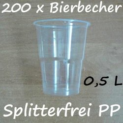 200 Bierbecher 0,5 L Transparent