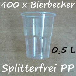 400 Bierbecher 0,5 L Transparent