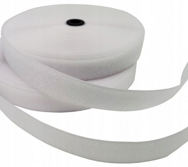 Klettverschluss Klettband Haken und Flauschband zum Aufnähen Nähen Weiß - 25m 30mm 