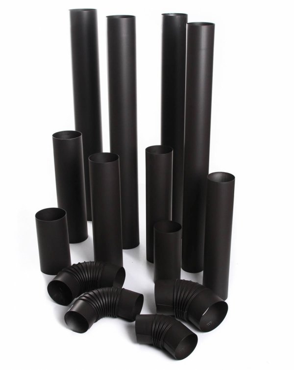 Bogen 45° FAL Rauchrohr Kaminrohr 0,6mm Schwarz feueraluminiert - 110mm