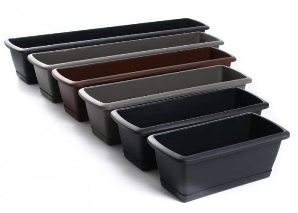 Balkonkasten Geländerkasten Blumentopf Respana Set 600 braun + Metalhalterungen