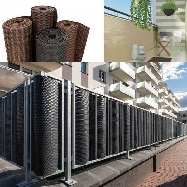 Sichtschutzmatte Balkonblende Balkonverkleidung Zaunblende Rattan - 90 cm Anthrazit