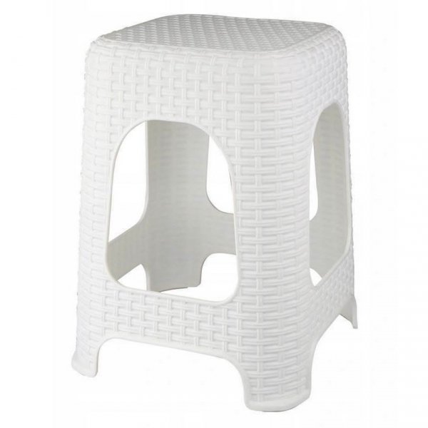 Hocker Sitz Sitzhocker Rattan Badhocker Stapelhocker Garten Stuhl Taburett - Weiß