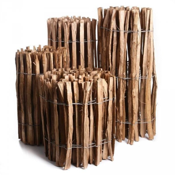 Staketenzaun Holzzaun Haselnussholz imprägniert - 1m x 5m, Lattenabstand 3-4cm