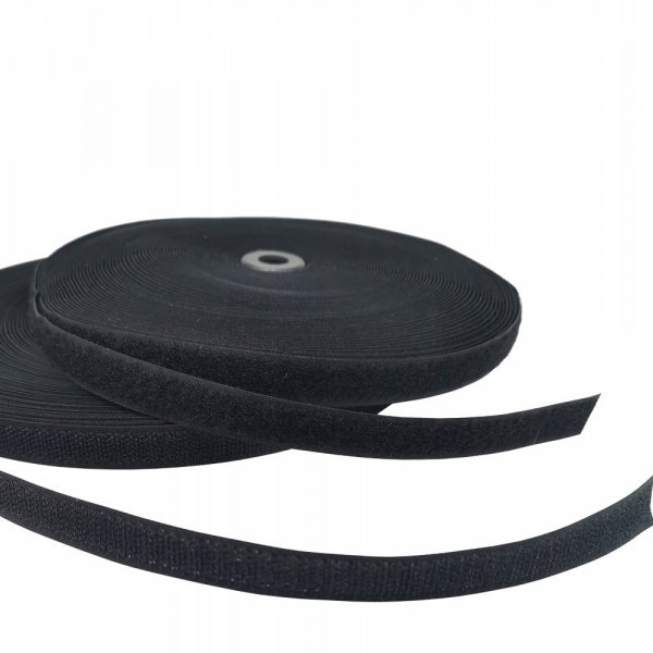 Klettverschluss Klettband Haken und Flauschband zum Aufnähen Nähen Schwarz - 1m 20mm 