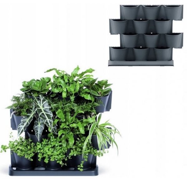 Blumentopf 12er Set Vertikaler Pflanzwand Taschen Wandgarten mit Abfluss - Cascade Garden 