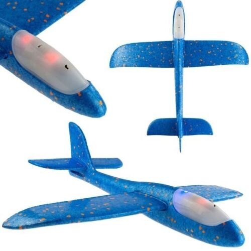 2x Styroporflugzeug Flugzeug Spielzeug LED Flieger Segelflugzeug Wurfgleiter