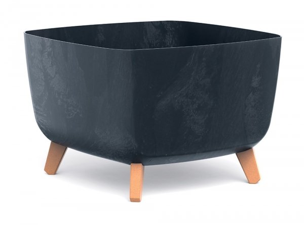 Blumentopf Schüssel mit Füßen Quadrat Pflanztopf Beton-Optik - 400 Anthrazit