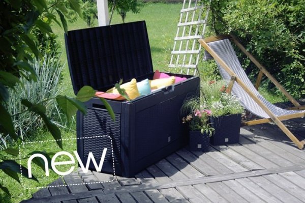 Gartenbox Auflagenbox Truhe Box Geflecht-Anthrazit