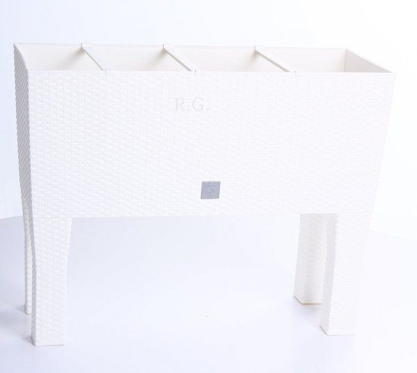 Blumentopf Blumenkasten mit Füßen Rattan 800 weiß