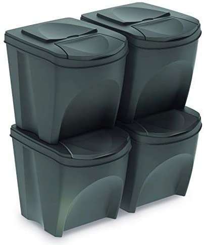Mülleimer Abfalleimer Mülltrennsystem 4x25L Box Anthrazit