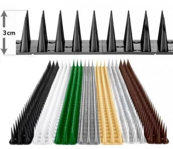 6x Vogelabwehr Spikes Kunststoff 3cm Tierabwehr Taubenspikes Vogelschutz 50cm - Schwarz