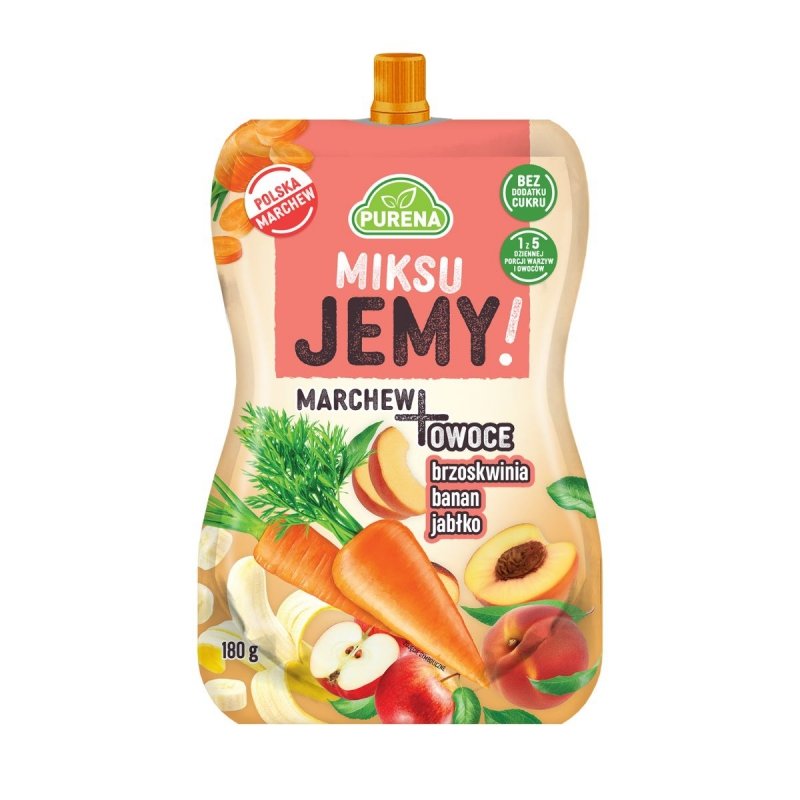 Mix przekąsek MiksuJEMY MARCHEW + owoce 180g x 4sztuki