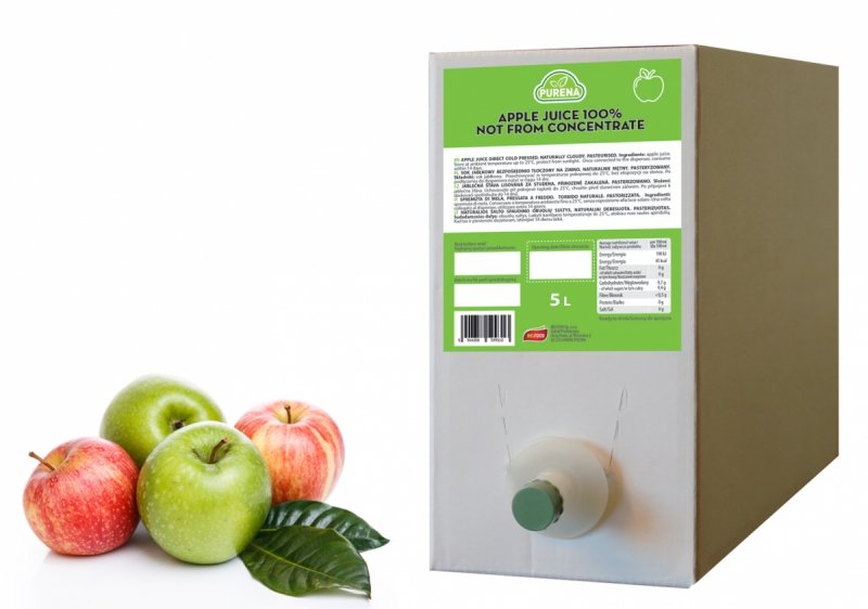 Sok jabłkowy 100% tłoczony na zimno NFC 5l