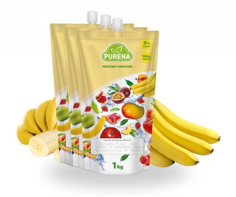 Pulpa puree przecier 100% bez cukru z banana 3x1kg