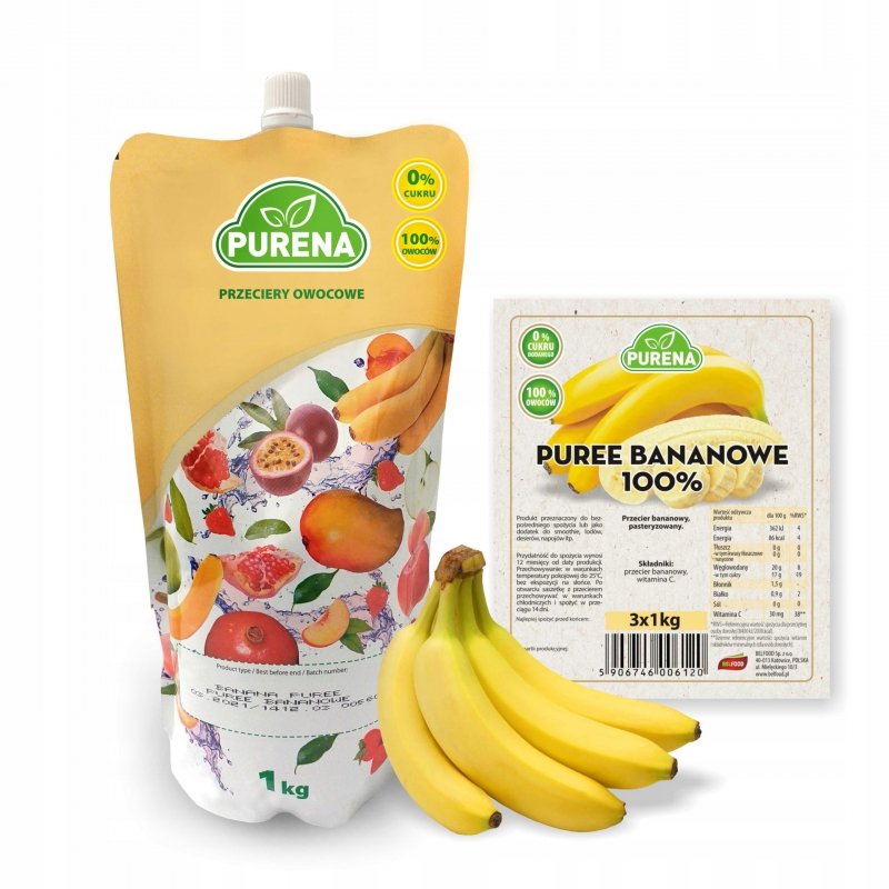 Pulpa (puree) owocowe 100% bananowe 1kg