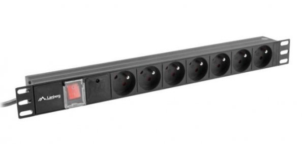 Lanberg Listwa zasilająca Rack PDU  19&quot;  1U 16A 7X 230V PL 2m czarna