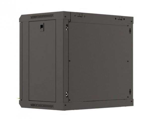 Lanberg Szafa instalacyjna rack wisząca 19" 540x350 czarna drzwi przeszklone ( flat pack)