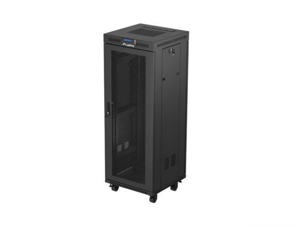 Lanberg Szafa instalacyjna rack stojąca 19 cali 32U 600x600 drzwi perforowane LCD czarna (Flat pack)