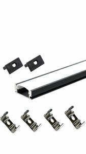 Profil LP-A  prosty czarny 2m kpl. klosz zaślepki uchwyty 