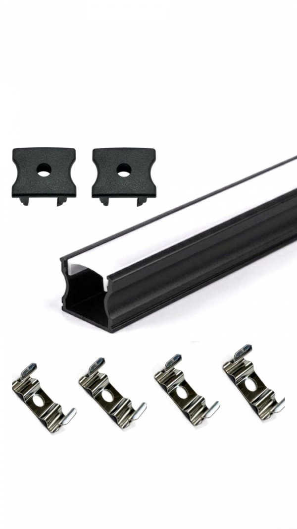  Profil LP-Y czarny prosty głęboki 2m kpl. klosz zaślepki uchwyty