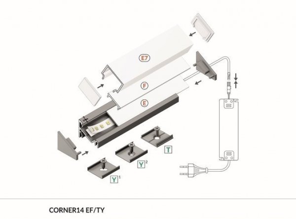 PROFIL LED CORNER14 EF/TY 1M