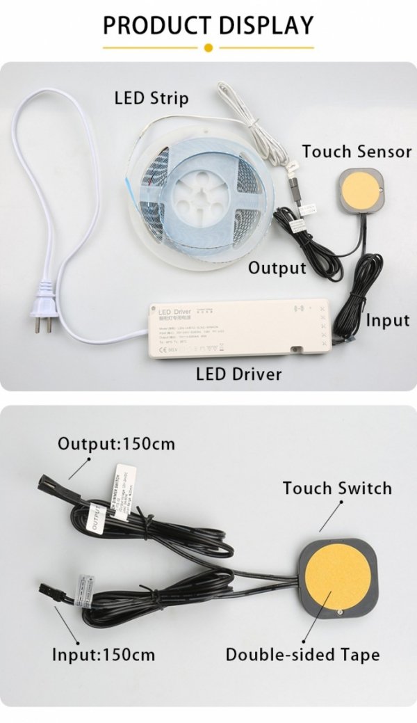 Włącznik podblatowy dotykowy LED czarny 12/24V 5A