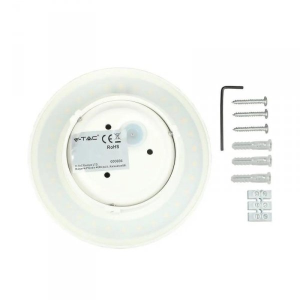 Oprawa Ścienna Kinkiet 8W V-TAC Bridgelux Biały Okrągły 180mm IP65 VT-743 4000K 1280lm