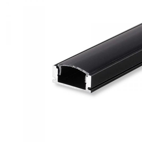 Profil do LED zestaw, ALU czarny V-TAC 2mb klosz czarny 17,4x7mm VT-8113