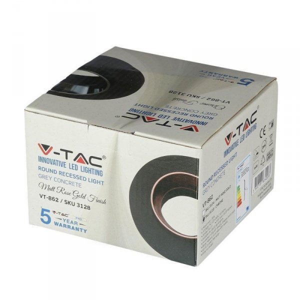 Oczko V-TAC gips beton GU10 okrągłe wpuszczane szary/chrom VT-862-MG