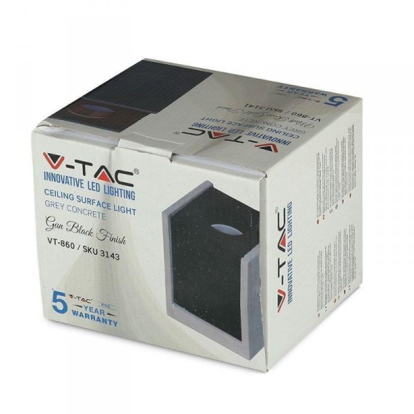 Oprawa V-TAC GIPS BETON GU10 Natynkowy Kwadrat Szary/Chrom VT-860-CHM 5 Lat Gwarancji