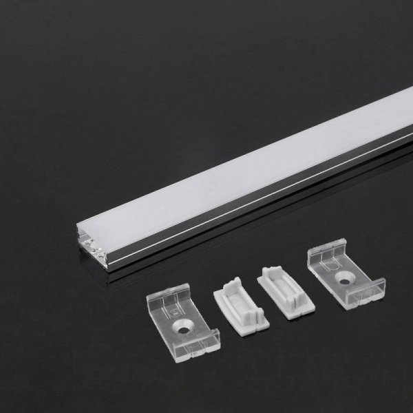 Profil do LED zestaw, ALU anodowany na dwie taśmy 215mm V-TAC 2mb klosz mleczny 23,5x10mm VT-8108