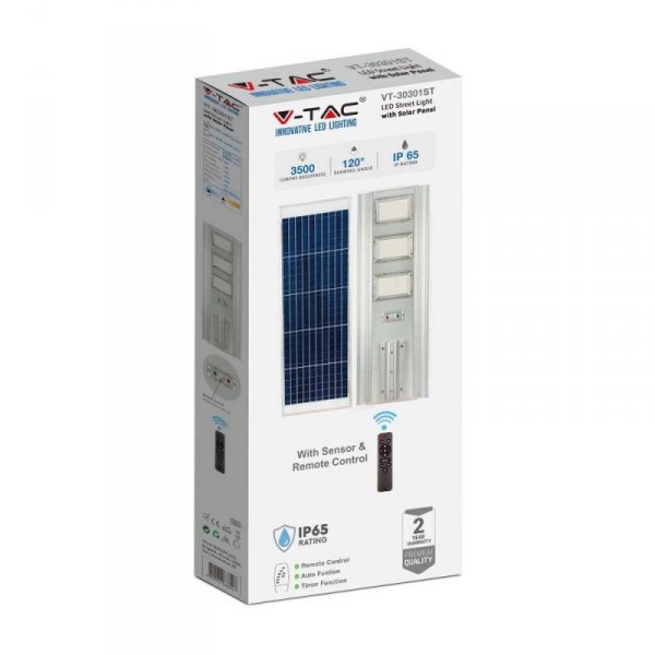 Oprawa Uliczna LED Solarna V-TAC 40W Czujnik ruchu, Pilot VT-30301ST 4000K 3500lm