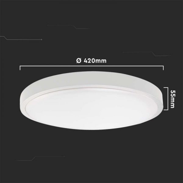 Plafon V-TAC 30W LED Okrągły IP44 42cm Biały VT-8630W-RD 3000K 3000lm