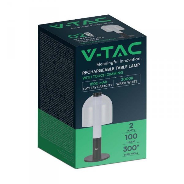 Lampka Biurkowa Nocna V-TAC 2W LED 30cm Ładowanie USB Ściemnianie Czarna VT-1056 3000K 100lm