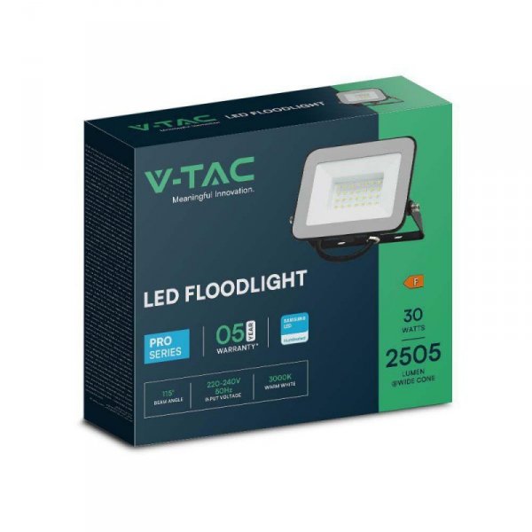 Projektor LED V-TAC 30W SAMSUNG CHIP PRO-S Czarny VT-44030 4000K 2505lm 5 Lat Gwarancji
