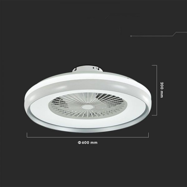 Wentylator sufitowy V-TAC 45W LED pilot RF CCT szary VT-5022 3000lm