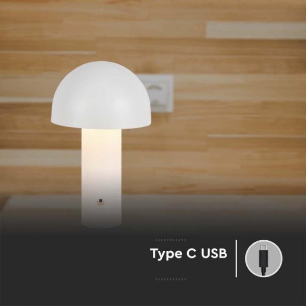 Lampka Biurkowa Nocna V-TAC 1W LED 25cm Ładowanie USB Ściemnianie Biała VT-1047 3000K-6000K 200lm