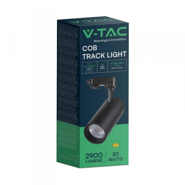Oprawa szynoprzewód 3F V-TAC 30W LED 35st CCT CRI90+czarna VT-47030 2700K-4000K-6500K 2900lm
