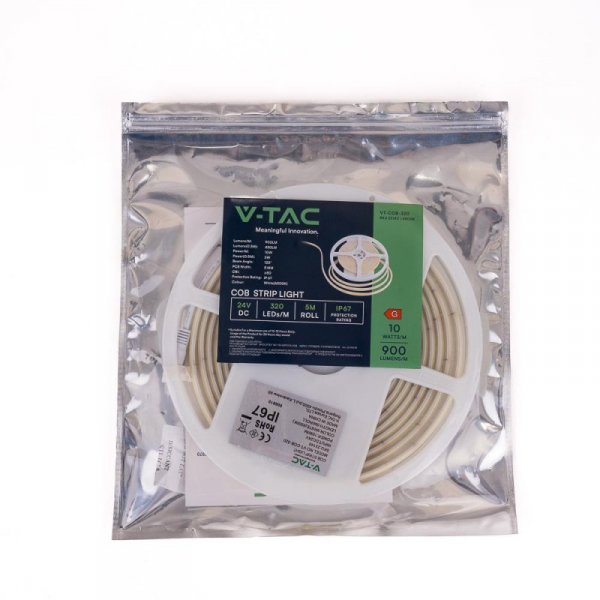 Taśma LED V-TAC Bezpunktowa COB 320LED 24V IP67 10W/m VT-COB 320 Kolor Zielony