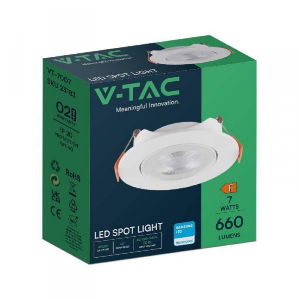 Oczko LED V-TAC SAMSUNG CHIP 7W LED Białe VT-7007 4000K 660lm