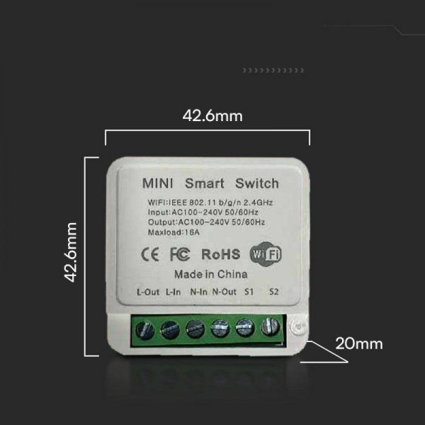 Bezprzewodowy włącznik switch WI-FI V-TAC 2x5A dopuszkowy Smart Life tuya Alexa Google Home VT-5102