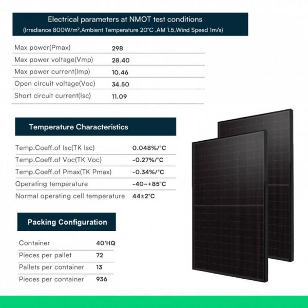 Moduł Panel Fotowoltaiczny V-TAC SUNPRO 400W FULL BLACK MONO SOLAR PANEL TIER 1 1724X1134X30MM (Paleta 12szt) VT-SP400-108M10 25