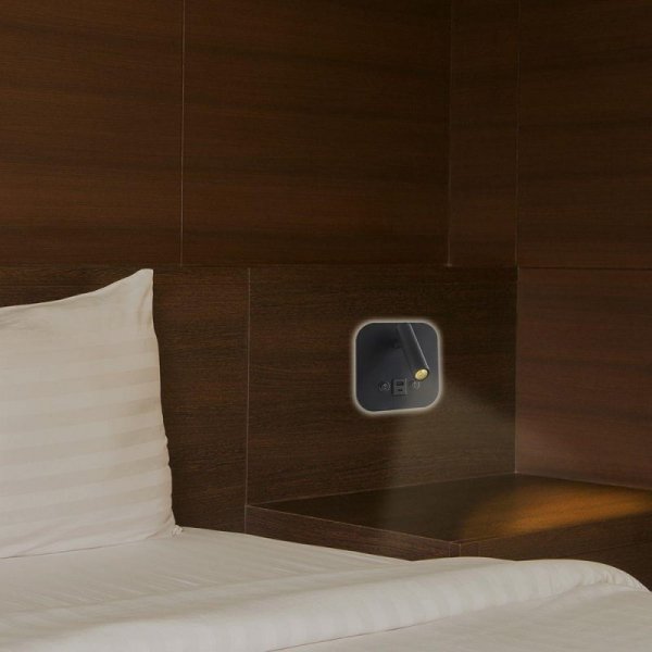 Oprawa LED V-TAC 8W COB CREE kinkiet czarny hotel łóżko USB+USB C włącznik VT-80068-B 3000K 830lm 2 Lata gwarancji