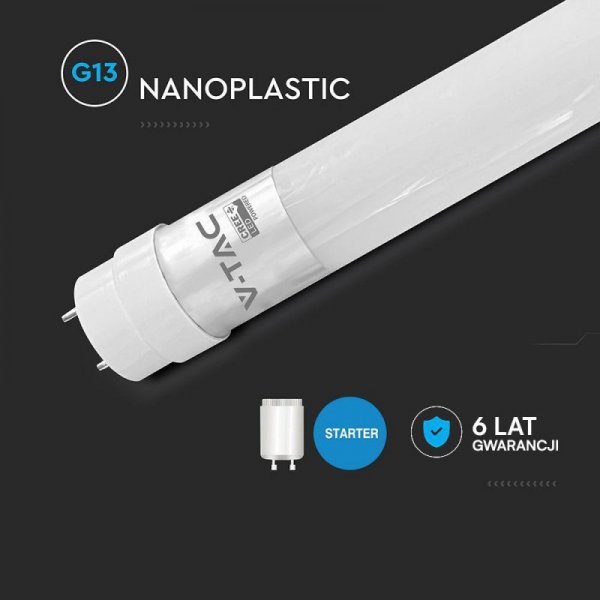 Tuba świetlówka LED T8 V-TAC CREE CHIP 120cm 18W G13 nano plastic 100Lm/W VT-121 6500K 1850lm 6 lat gwarancji